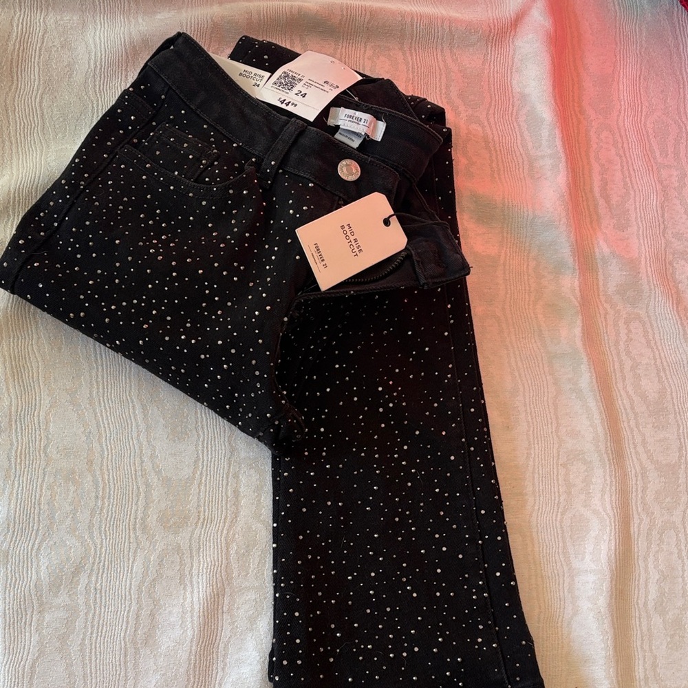 Forever 21 Black Studded Skinny Jeans